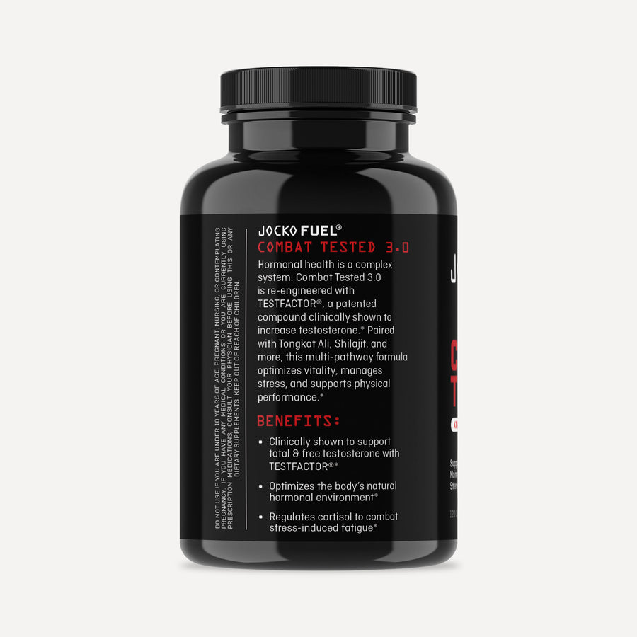 The Combat Tested 3.0 bottle, side of the label