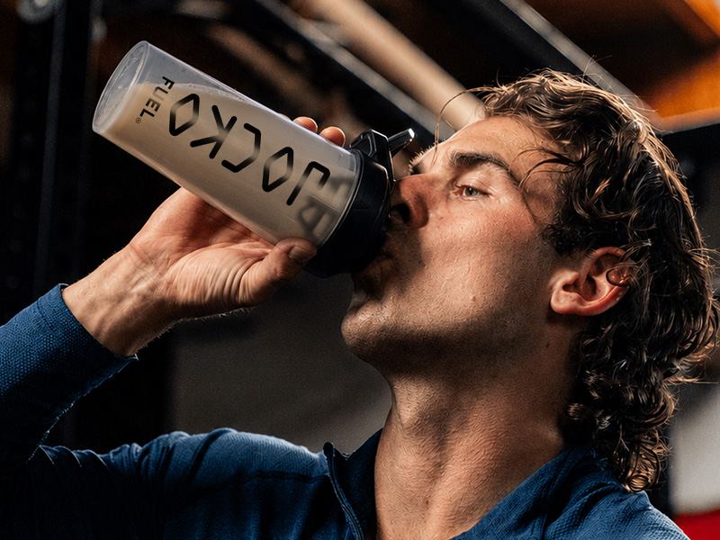 Athlete drinking the finished shake