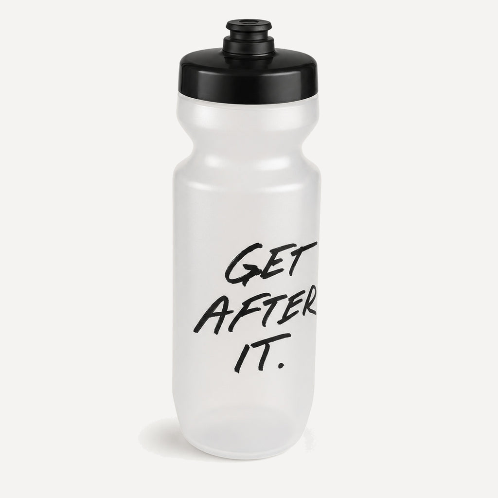 Jocko Fuel frosted sport water bottle, three-quarter angle view