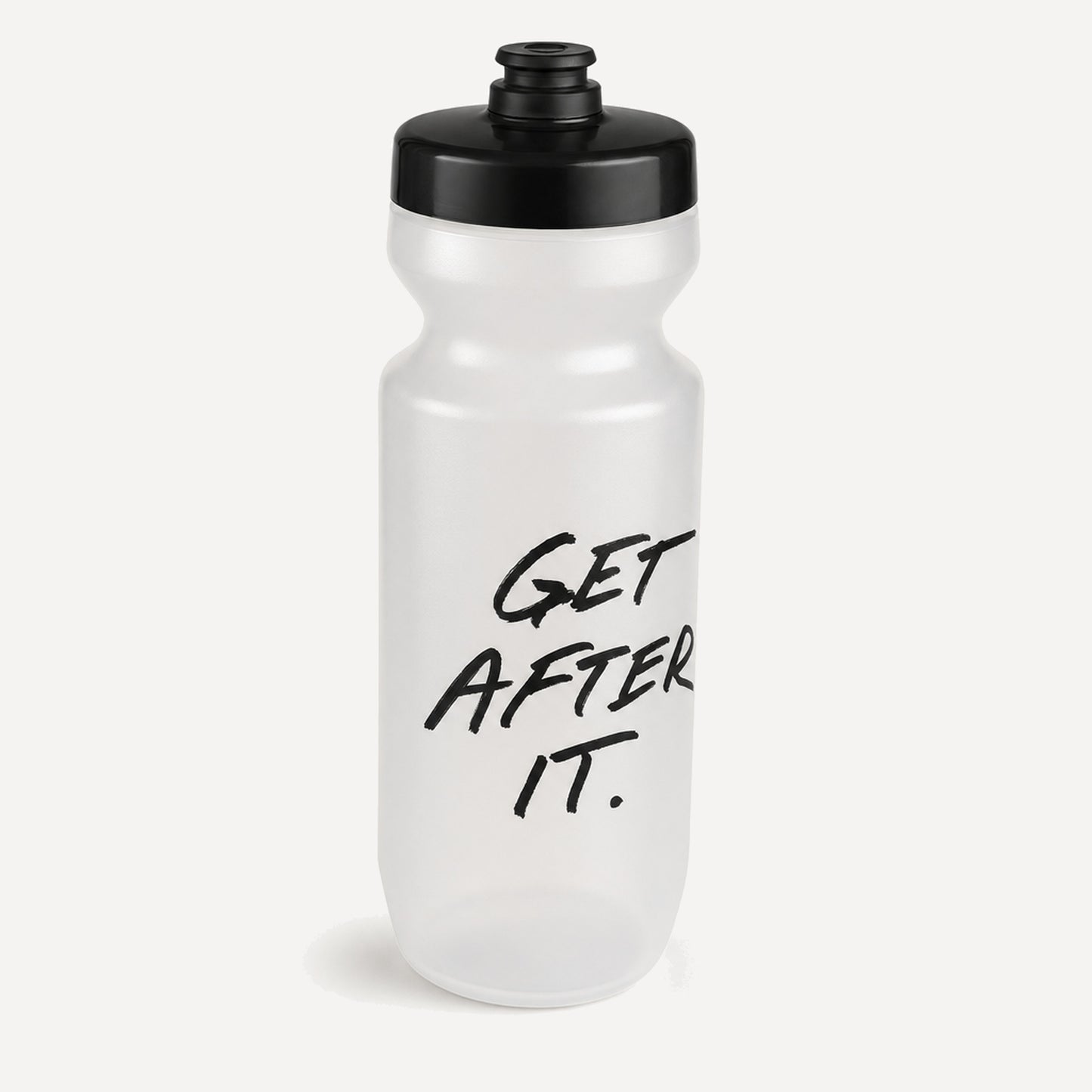 Jocko Fuel frosted sport water bottle, three-quarter angle view