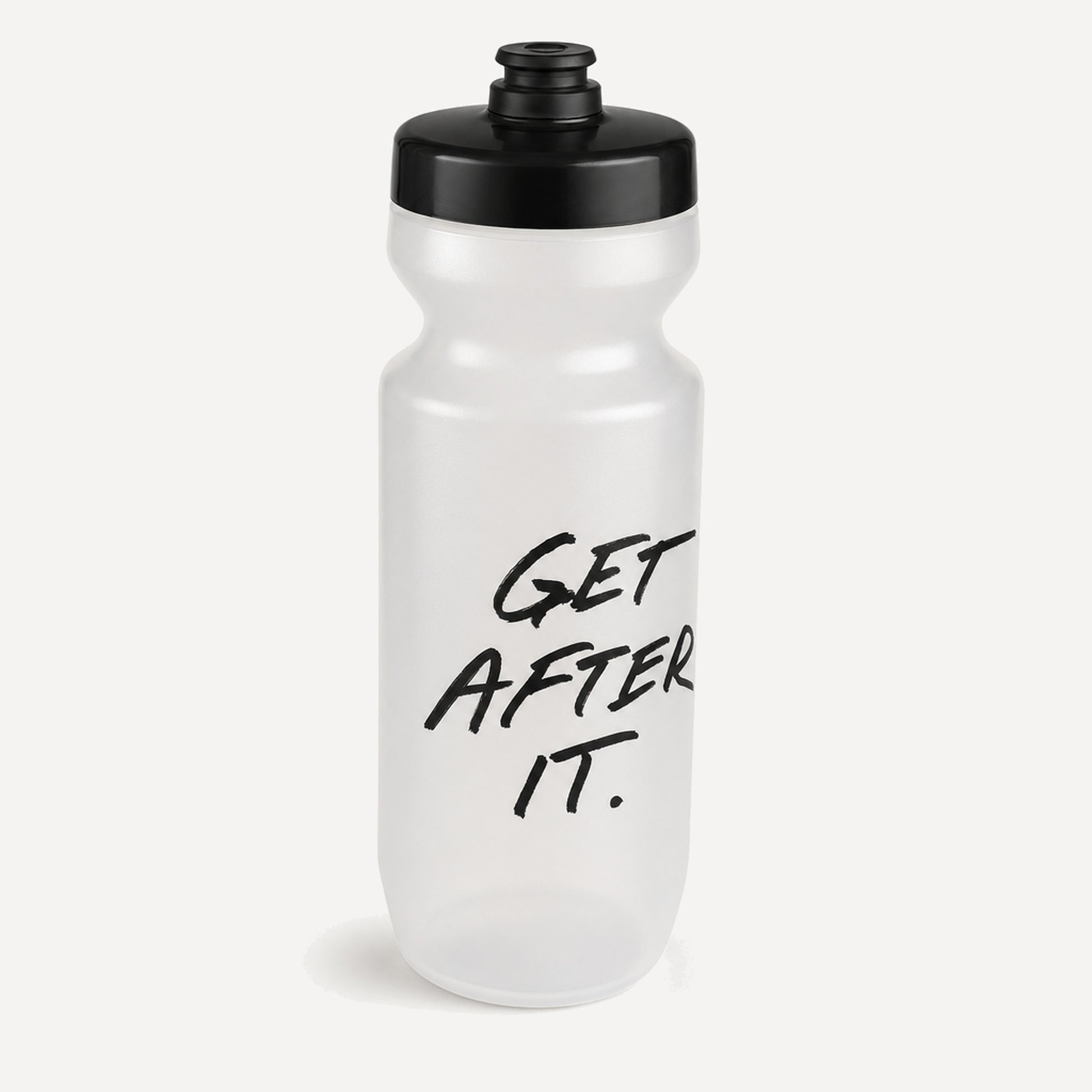 Jocko Fuel frosted sport water bottle, three-quarter angle view