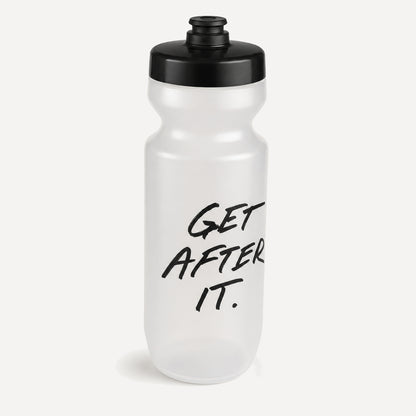 Jocko Fuel frosted sport water bottle, three-quarter angle view