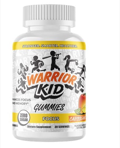 Warrior Kid Focus Gummies, Caribbean fruit flavor, zero sugar
